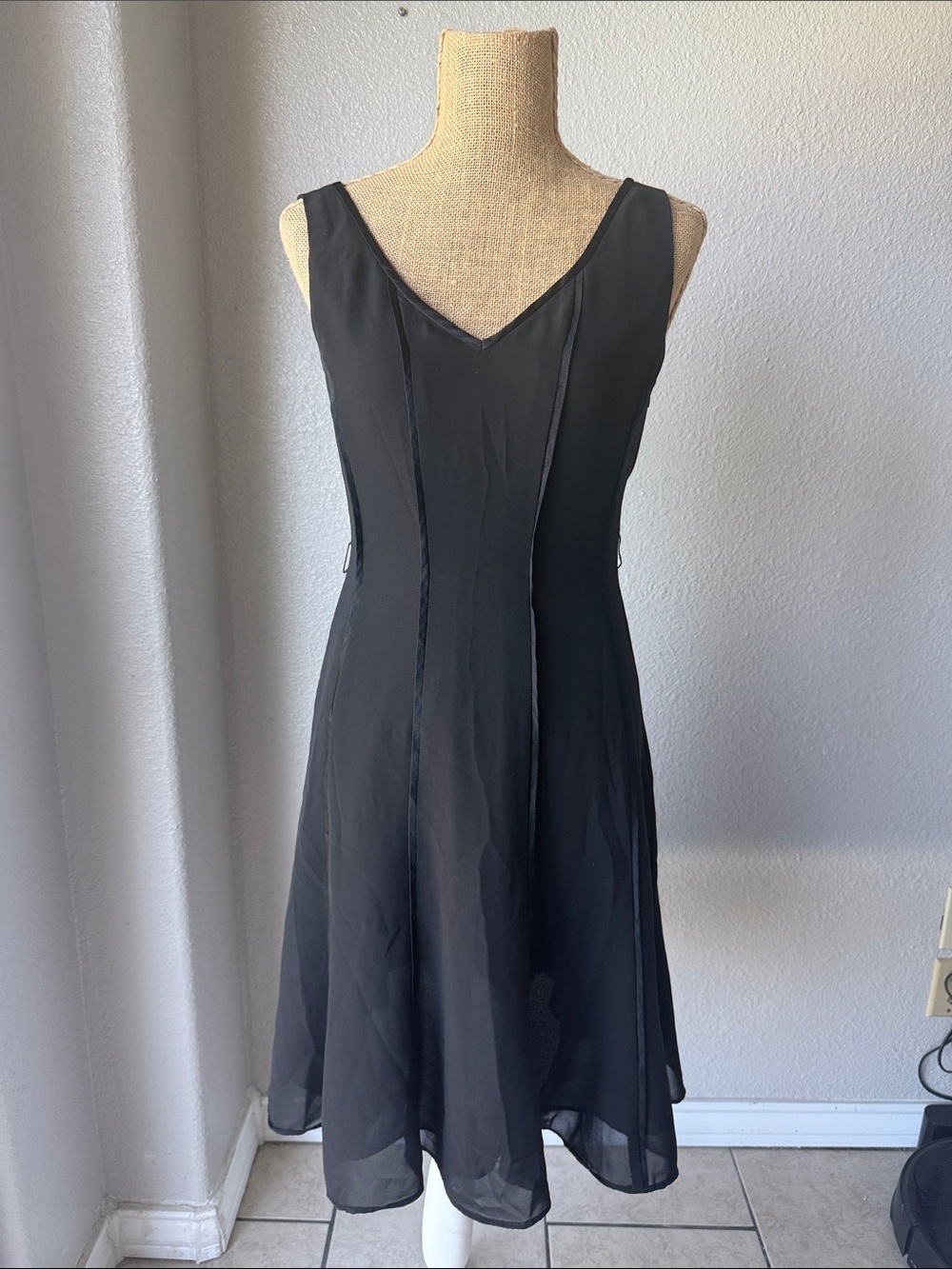 Petite Sophisticate Black V-Neck Sleeveless Midi Dress